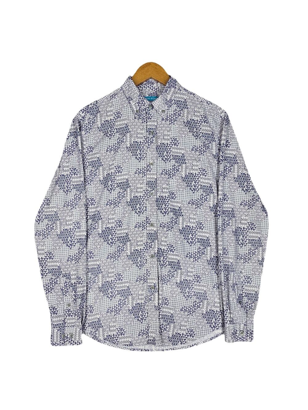 TORI RICHARD BUTTON‑UP SHIRT – MEN’S XS – BLUE/WHITE PATTERN – LONG SLEEVE